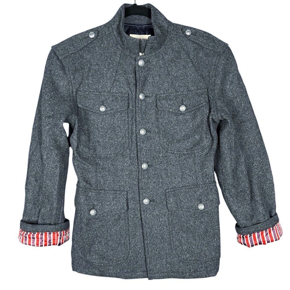 Vintage Armani Jeans Military Jacket Women’s Medium Gray Wool Blend Slim Fit